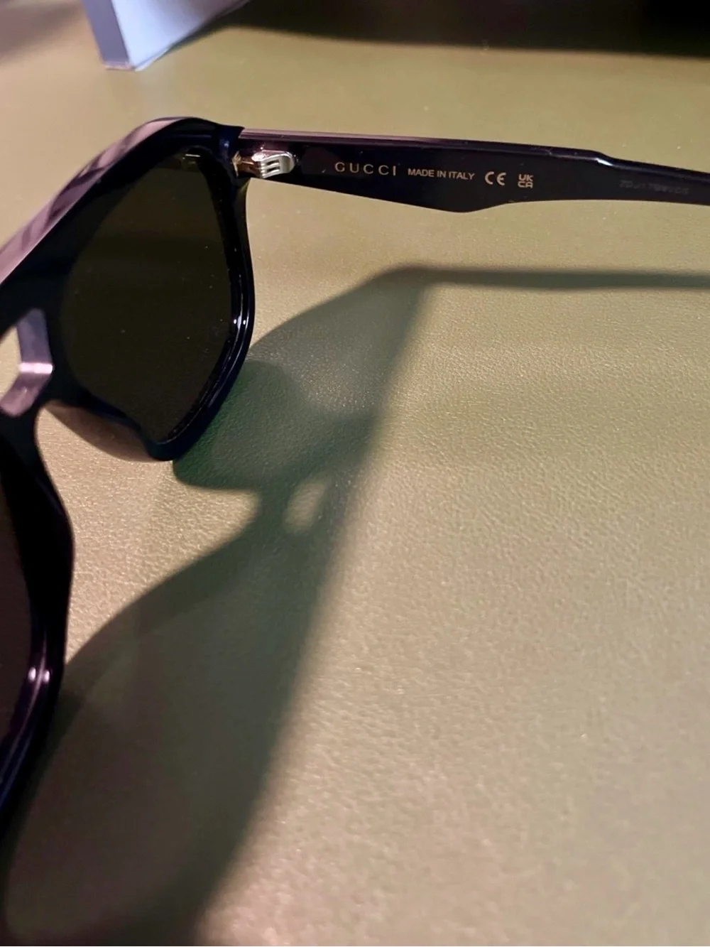 Gucci Men's Black Sunglasses with Gold Detail